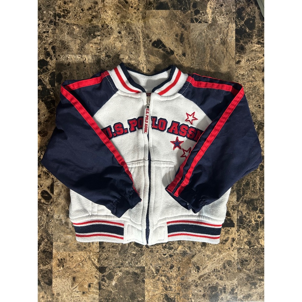 U.S. Polo Assn Baby Boy Track Jacket 12M Red White Blue Star Varsity Full‎ Zip
